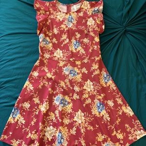 Red, Yellow and Blue Flowered Dress